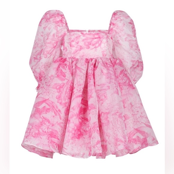Selkie x Free People French Puff pink babydoll toile floral organza mini dress - Picture 9 of 12
